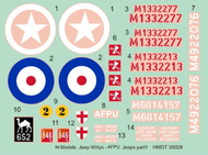  H-Model Decals  1/35 Willys Jeep MB/Ford GPW: AFPU Jeeps HMT35028