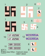  H-Model Decals  1/48 Willys Jeep MB/Ford GPW: Captured Jeeps HMT48025