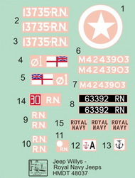  H-Model Decals  1/48 Willys Jeep MB/Ford GPW: Royal Navy Jeeps HMT48037