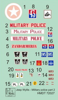  H-Model Decals  1/72 Willys Jeep MB/Ford GPW: Military Police, Pt.2* HMT72027
