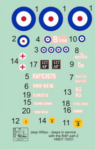  H-Model Decals  1/72 Willys Jeep MB/Ford GPW: RAF Jeeps, Pt.2 HMT72031