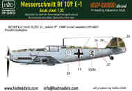 Messerschmitt Bf.109E-1 (White 9) DRY-WATER decals #DDW-32015