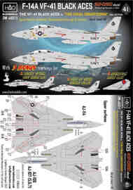 Grumman F-14A Tomcat VF-41 Black Aces decal sheet The final countdown� DRY-WATER decals #DDW-48011
