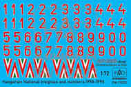 Hungarian National Insignias and numbers 1990-1998 DRY-WATER decals #DDW-72002