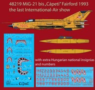  HAD Models  1/48 Mikoyan MiG-21 bis C+peti 1993 the last flight + Hungarian National Insignias with numbers HUN48219