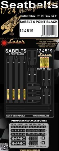 Sabelt 6 Point Black pre-cut (laser) Seatbelts #HGW124519