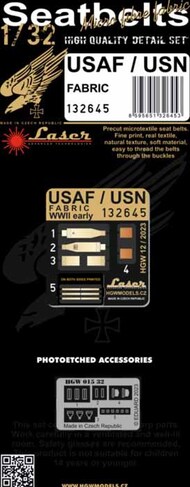  HGW Models  1/32 USAF / USN EARLY WWII (NATURAL FABRIC) - SEATBELTS HGW132645