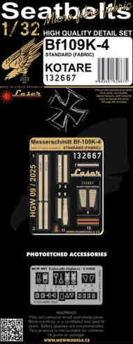 Messerschmitt Bf.109K-4 standard (fabric) - SEATBELTS #HGW132667