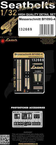 HGW Models  1/32 Messerschmitt Bf.109G-4 - SEATBELTS Textile seat belts designed for aircraft Messerschmitt Bf-109G-4. Belts are made from real microfibre - Pre-Order Item HGW132669