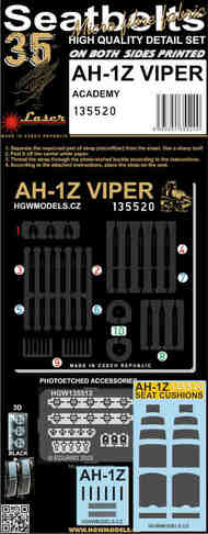 Bell AH-1Z VIPER pre-cut (laser) + cushions| Seatbelts - Pre-Order Item #HGW135520