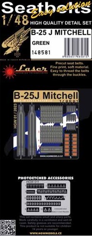 North-American B-25J MITCHELL (GREEN) - SEATBELTS Textile seat belts #HGW148581