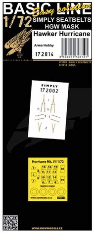 HGW Models  1/72 Hawker Hurricane Mk.I/Mk.II BASIC LINE: seatbelts + masks HGW172814