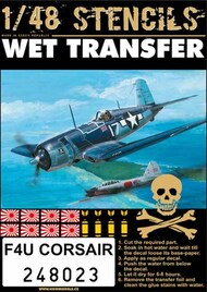  HGW Models  1/24 Vought F4U Corsair Stencils Wet Transfers HGW248023