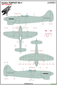  HGW Models  1/48 Hawker TEMPEST Mk.V Stencils and national insignia roundels Wet Transfers HGW248063