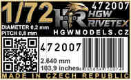 FREE LINES - RIVETEX 1/72 - 472007Set consists of free lines of positive rivets in 1/72 scale #HGW472007