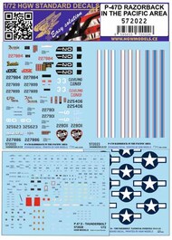  HGW Models  1/72 Republic P-47D Thunderbolt Razorback IN THE PACIFIC AREA STANDARD DECALS HGW572022