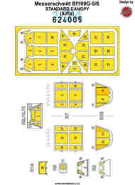Messerschmitt Bf.109G-5/6 - standard canopy masking patterns, for clear parts #HGW624005