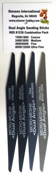 Combination Pack #1: Dual Grit Angle Cut Hobby Stix Sanding Sticks (2 diff grits per stick. 4 sticks/Bag) #HSX1236