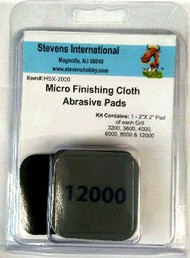  Hobby Stix  NoScale 2"x2" Micro Finishing Cloth Abrasive Pads (6 diff grits/Blister Cd) HSX2000