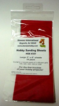  Hobby Stix  NoScale 3"x8" Hobby Sanding Sheets (5 diff grifts/Bag) HSX301