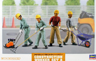  Hasegawa  1/35 Construction Workers Set A: Road Paving Workers (4) w/Accessories HSG66003