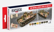  Hataka Hobby  NoScale WWII Imperial Japanese Army AFV paint set. 8 acrylic paints for airbrushing. The Imperial Japanese Army (IJA) until 1942 (according to most sources) used a colorful camo consisting of IJA Khaki (base colour) with disruptive shapes of IJA Tea Brown (to som HTKAS69