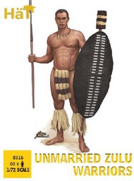  Hat Industries  1/72 Unmarried Zulu Warriors (60) HTI8316