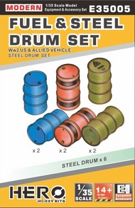 WWII US/Allied & Modern Fuel & Steel Drums (6) #HHKE35005