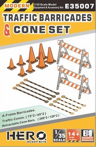  Hero Hobby Kits  1/35 Modern Traffic Barricades (2), Cones (8) & Cone Bars (8) HHKE35007