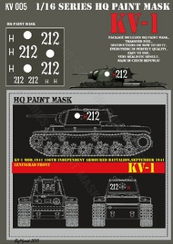 HQ-Masks  1/16 KV-1 'H 212' 106th Independent Armoured Battalion,September 1941 Leningrad Front, Paint Mask HQ-KV16005
