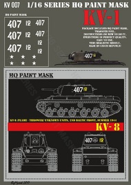  HQ-Masks  1/16 KV-8 Flame '407 12' Uknown Units,2nd Baltic Front,Summer 1944, Paint Mask HQ-KV16007