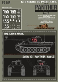  HQ-Masks  1/16 Panther G 1.Komp 1.Pz.Abt. 12.SS-Pz.Rgt 12.SS-Pz.Div Hitlerjungen Normdandy 08.1944 Paint Mask HQ-PA16015