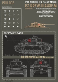  HQ-Masks  1/16 Panzer III Ausf.M schwere Abt. 504 Sicily 44 Paint Mask HQ-PZIII16002