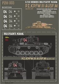  HQ-Masks  1/16 Panzer III Ausf.N schwere Abt. 501 Tunisia 43 Paint Mask HQ-PZIII16003