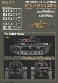  HQ-Masks  1/16 Panzer III Ausf.N SpZ.Abt.501 Gruppe Leader Tunisia 42 Paint Mask HQ-PZIII16006