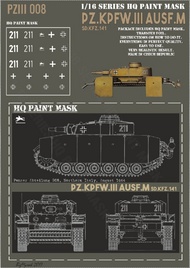  HQ-Masks  1/16 Panzer III Ausf.N Pz.Abt.208 Northern Italy Aug.1944 Paint Mask HQ-PZIII16008