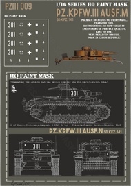  HQ-Masks  1/16 Panzer III Ausf.N CO of Panzer -Sicherungs-Kompanie 3.27th Pz.Rgt. 19th Pz.Div. Slovenia-Croatia October-Nov.1943 Paint Mask HQ-PZIII16009