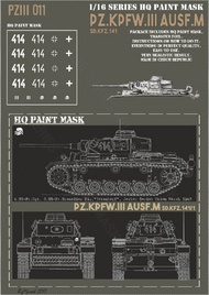  HQ-Masks  1/16 Panzer III Ausf.M 4.SS-Pz.Rgt 3.SS-Pz.Grenadier Div. Totenkopft Jarkov 1943 Paint Mask HQ-PZIII16011