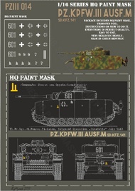  HQ-Masks  1/16 Panzer III Ausf.M /Commander Oberst von Oppeln-Bronikowski/ 11.Pz.Rgt/6.Pz.Div. Belgorod Zitadelle July 1943 Paint Mask HQ-PZIII16014