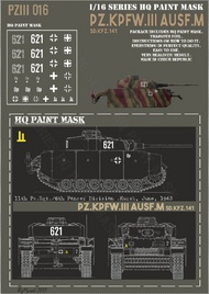Panzer III Ausf.M 11th Pz.Rgt./6th Pz.Div. Kursk June 1943 Paint Mask #HQ-PZIII16016