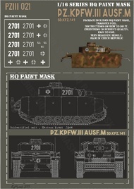Panzer III Ausf.M Unidentified unit Eastern Front 1944 Paint Mask #HQ-PZIII16021