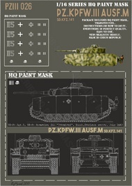  HQ-Masks  1/16 Panzer III Ausf.M SS-Pz.Rgt.3 SS-Pz.Grenadier Div. Totenkopft Kursk July 1943 Paint Mask HQ-PZIII16026