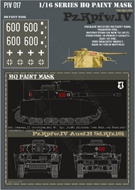  HQ-Masks  1/16 Pz.Kpfw.IV Ausf.H 6.Komp./II.Batt 6 Pz.Reg. 3.Pz.Div. Oblt.von Seyfried Sandomiers Aug.1944 Paint Mask HQ-PZIV16017