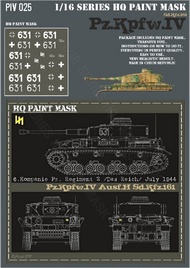  HQ-Masks  1/16 Pz.Kpfw.IV Ausf.H 6.Komp. Pz.Reg.2 Das Reich July 1944 Paint Mask HQ-PZIV16025