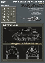  HQ-Masks  1/16 Pz.Kpfw.IV Ausf.G 3.SS Pz.Grenadier/Pz.Div.Totenkopf Kharkov spring 1943 Paint Mask HQ-PZIV16053