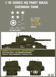  HQ-Masks  1/16 US Sherman M4A1/75/Late 'Battling Bitch' Paint mask HQ-SH16017