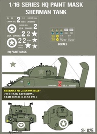 US Army Sherman M4 'Cannon Ball' Paint mask #HQ-SH16025