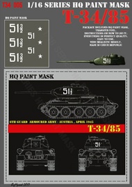  HQ-Masks  1/16 T-34/85  '51'6th Guard Armoured Army -Austria ,April 1945 Paint mask HQ-T3416005