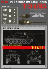  HQ-Masks  1/16 T-34/85  '72' Unidentified Unit  Paint mask HQ-T3416009