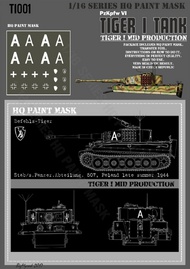  HQ-Masks  1/16 Tiger I #A Mid Production Stab/s.Pz.Abt.507 Poland late summer 1944 Befehls Tiger I Paint Mask HQ-TI16001